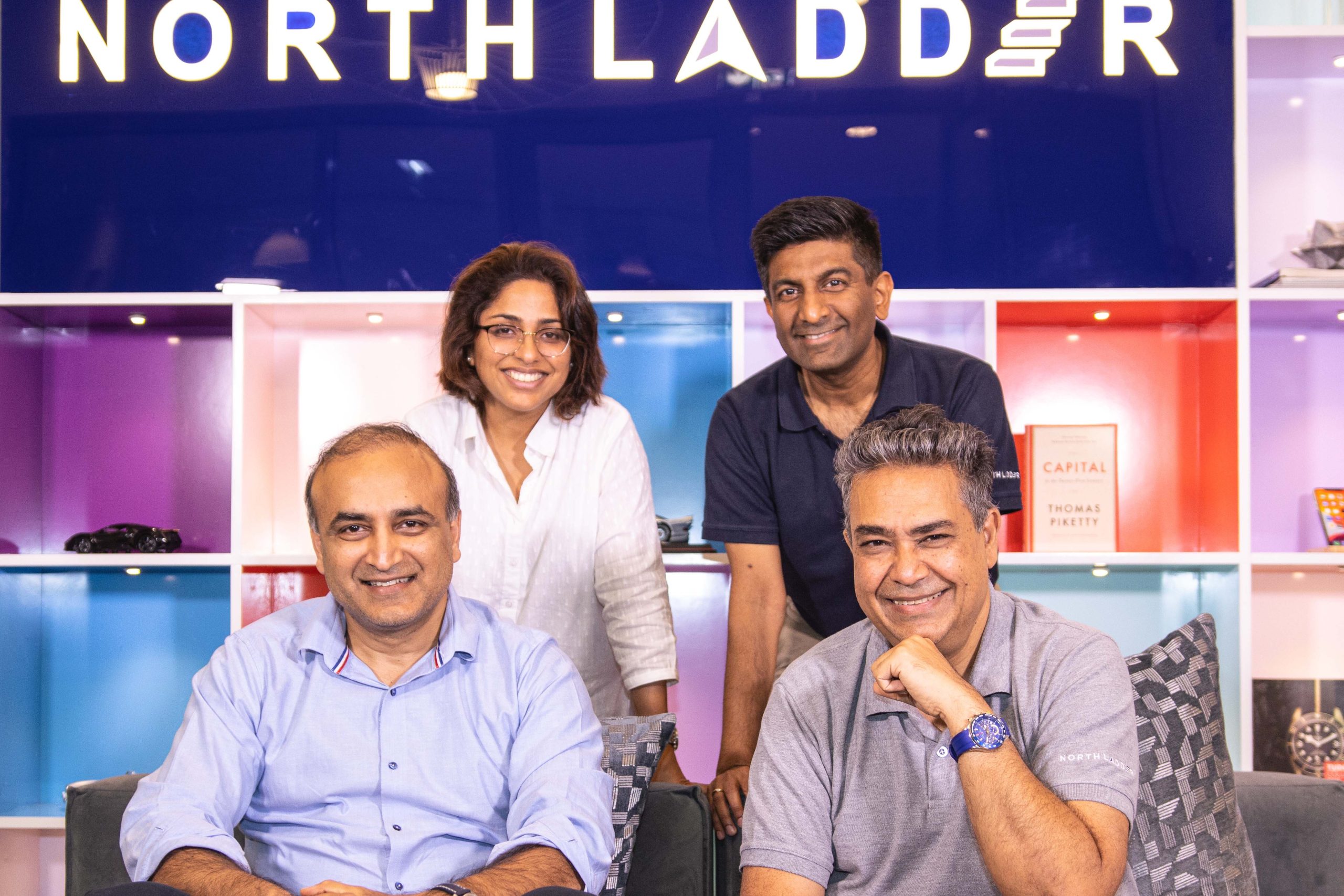 The NorthLadder Leadership Team - Seated Left to Right - Sandeep Shetty & Pishu Ganglani, Standing Left to Right - Neha Kalra &