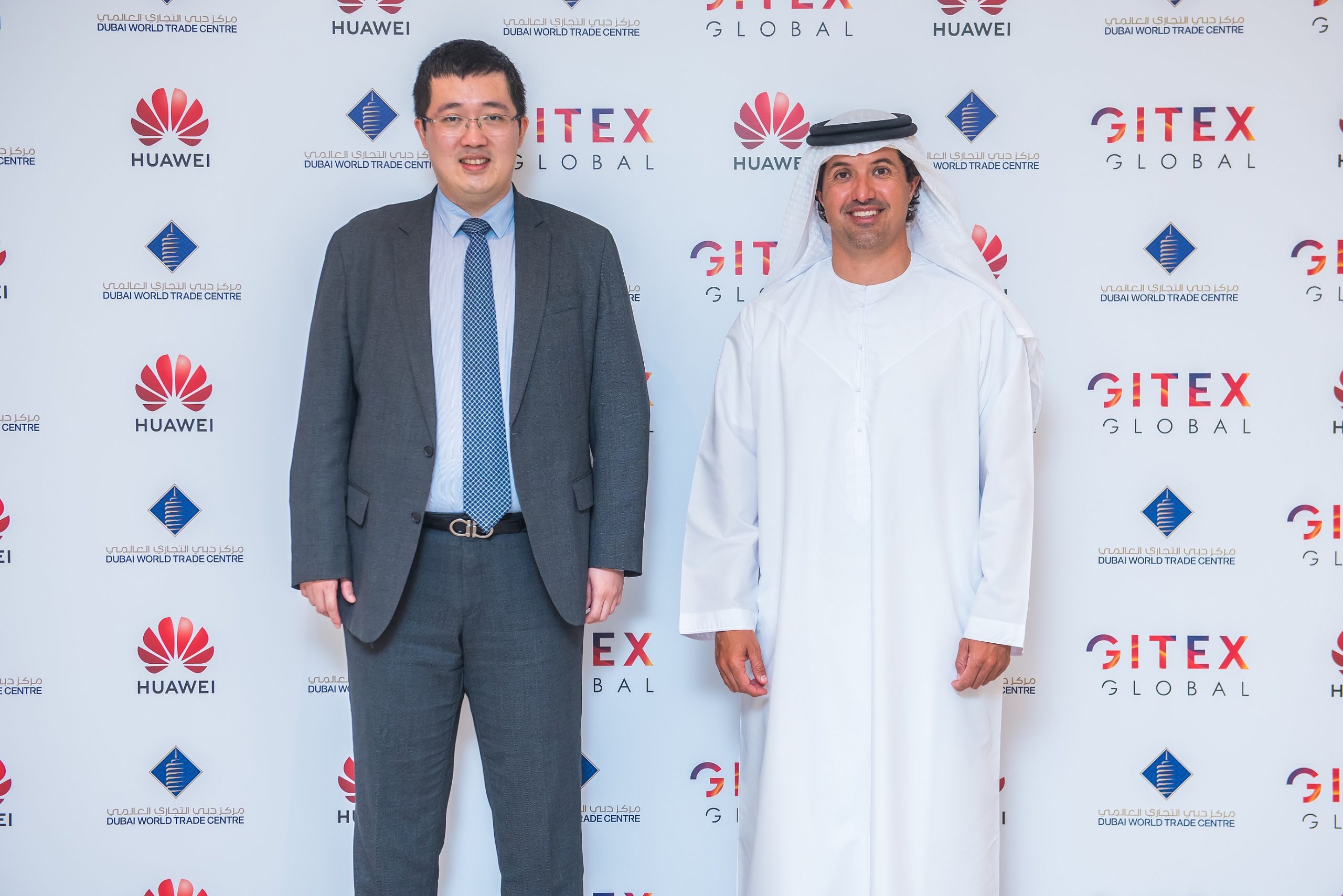 His Excellency Helal Saeed Almarri, Director General, Dubai World Trade Centre Authority (DWTCA) with Jiawei Liu, CEO of Huawei