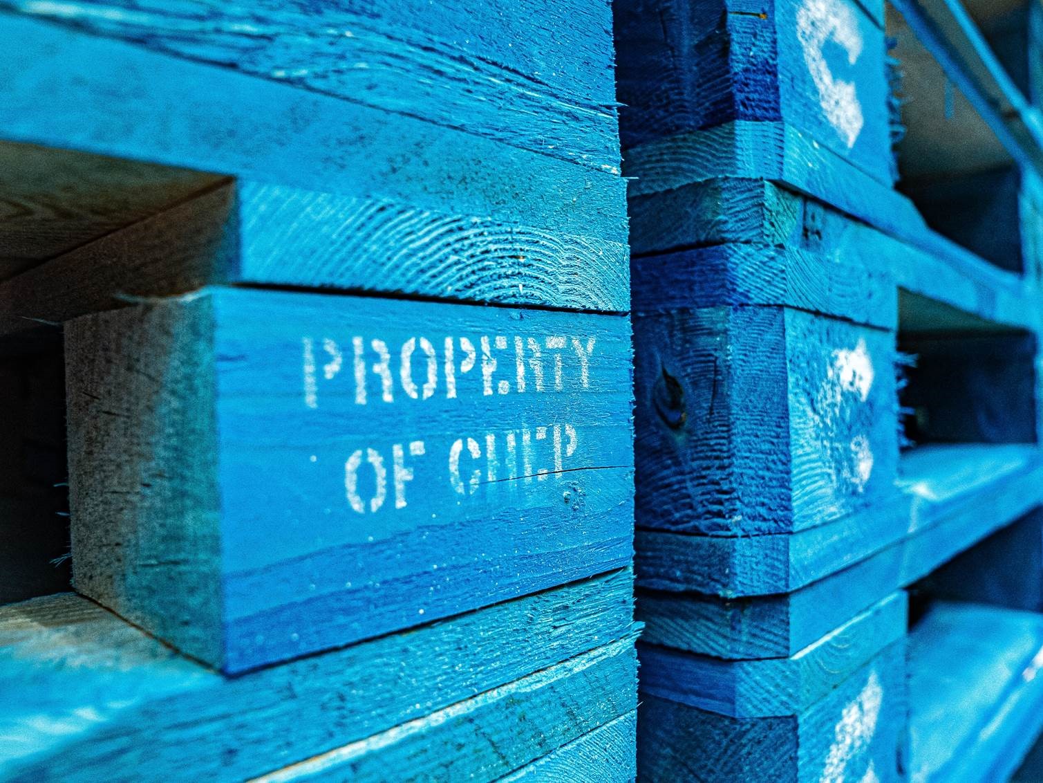 CHEP Pallet logo close-up side view