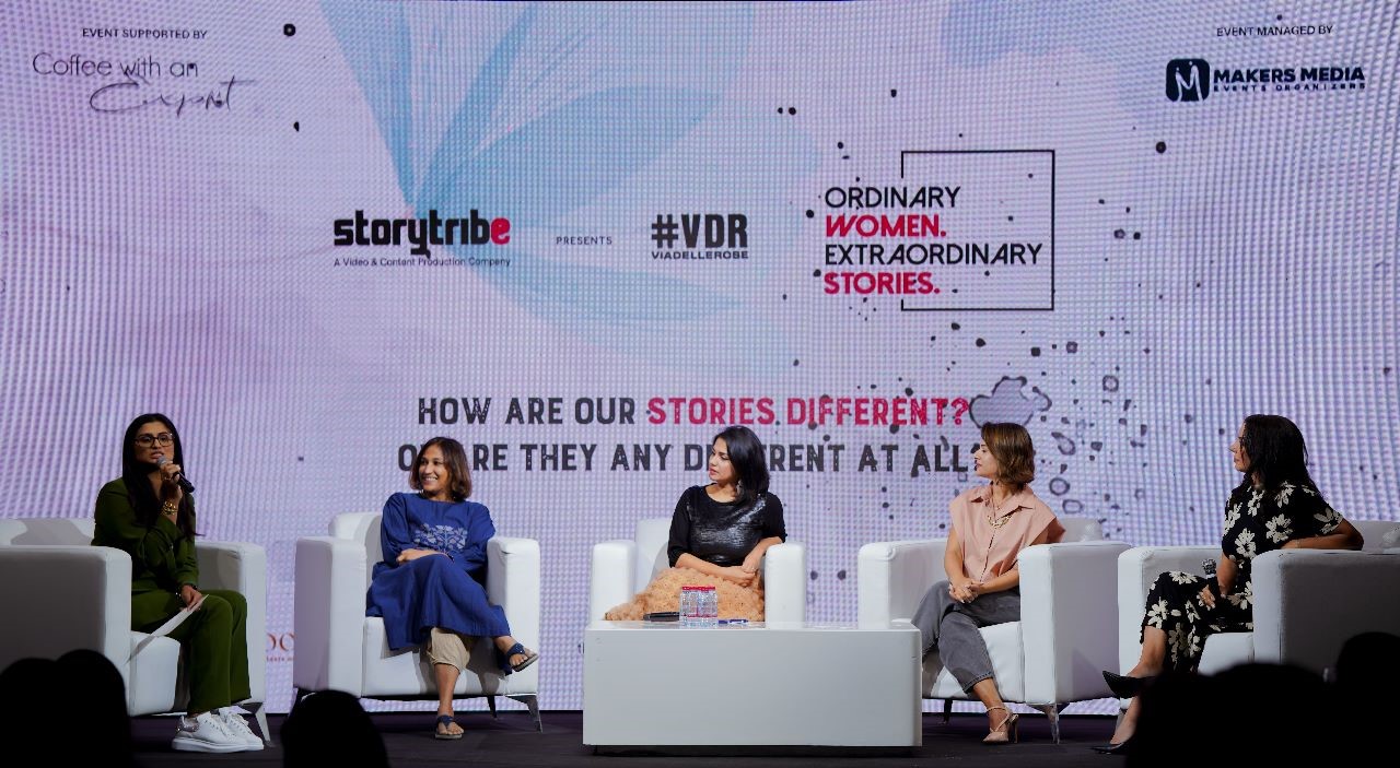 Image1-(Left to Right)Wailana Jabir,Founder, Storytribe, Nasheeda,Founder and MD,Nishe, Karishma Fernandez,Radio Presenter,Rahaf Kobeissi,Founder, Rays Your Mental Health,Navine Eldesouki, Founder,Coffee with Expa