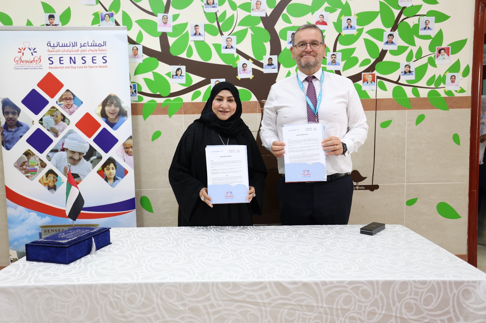 Dr. Nadia, Founder & Director General of Senses Residential and Day Care for Special Needs, and Wallace Weatherill, Managing Director of Keolis MHI during the signing of the Memorandum of Underst