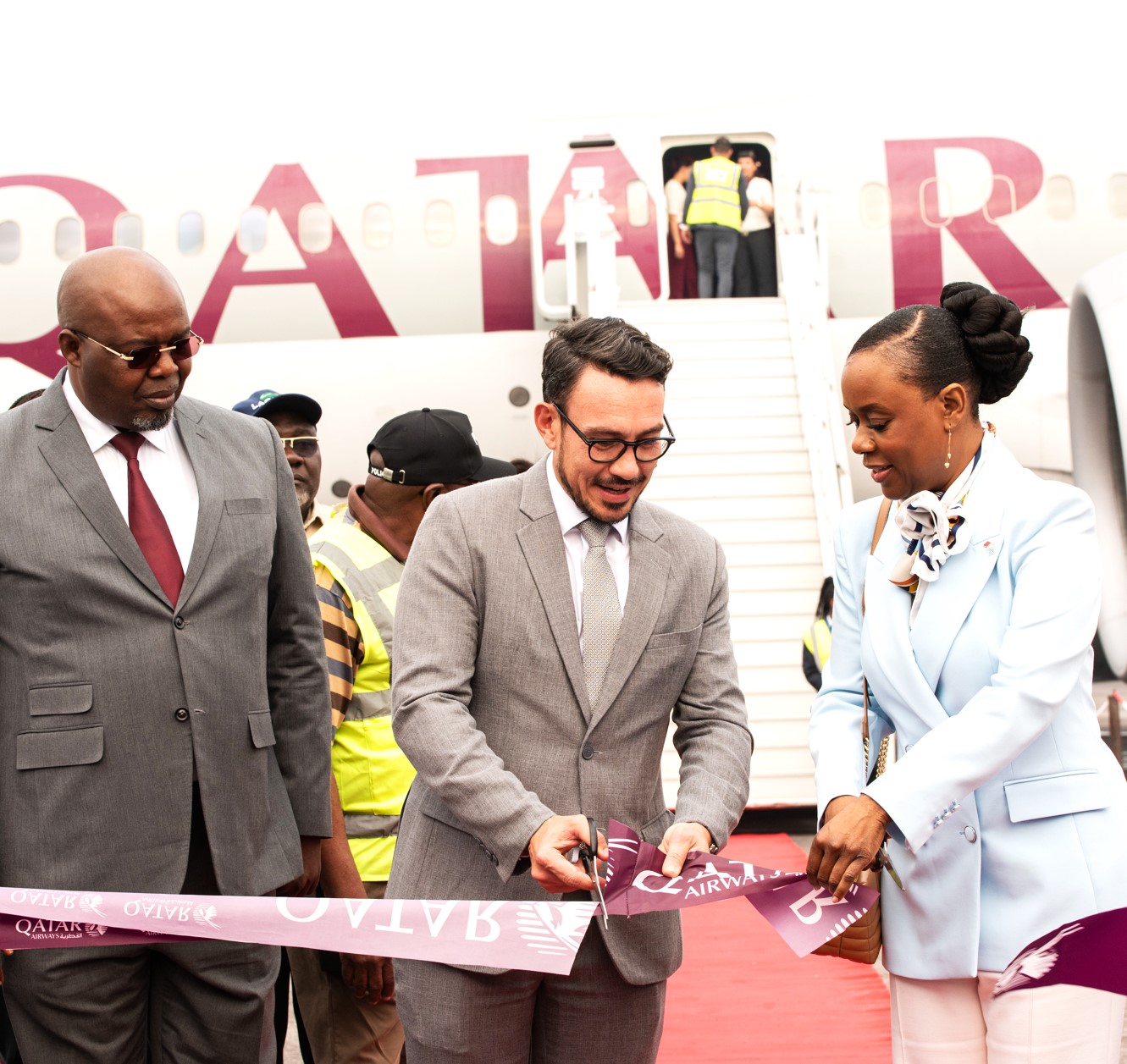 Monsier Londole, Deputy Director General of the Airport Authority_ Hendrik du Preez, Qatar Airwa...