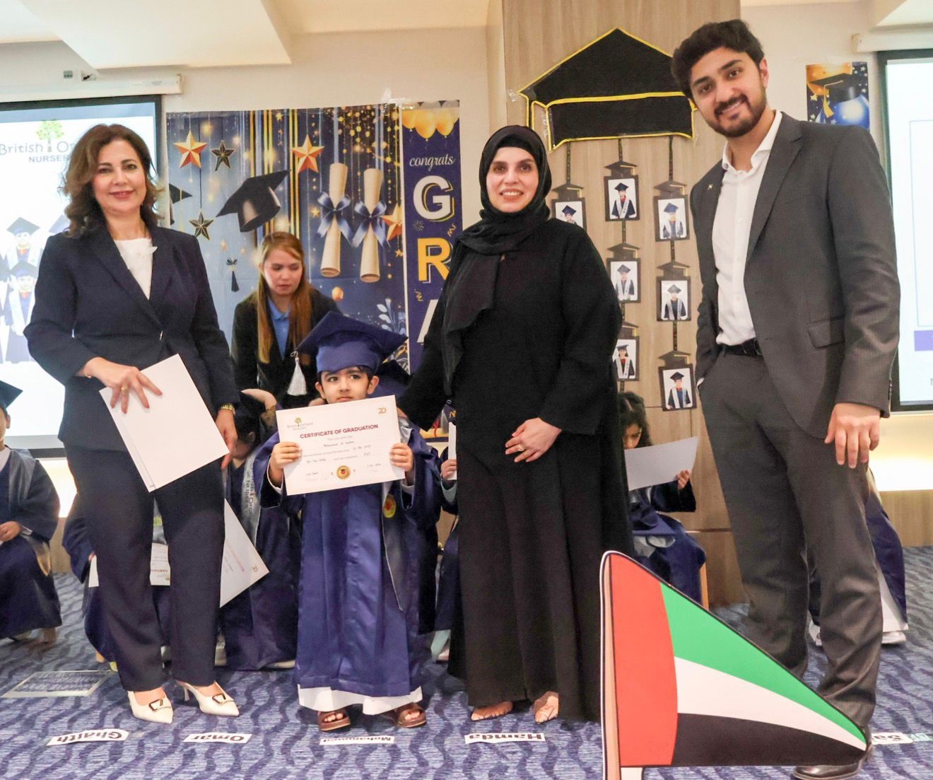 Dr. Safiya Alkhajeh , Director of Al Qassimi Women’s & Children Hospital (2nd from the right) with other delegates at the Al Qassimi Hospital BON-branch graduation ceremony