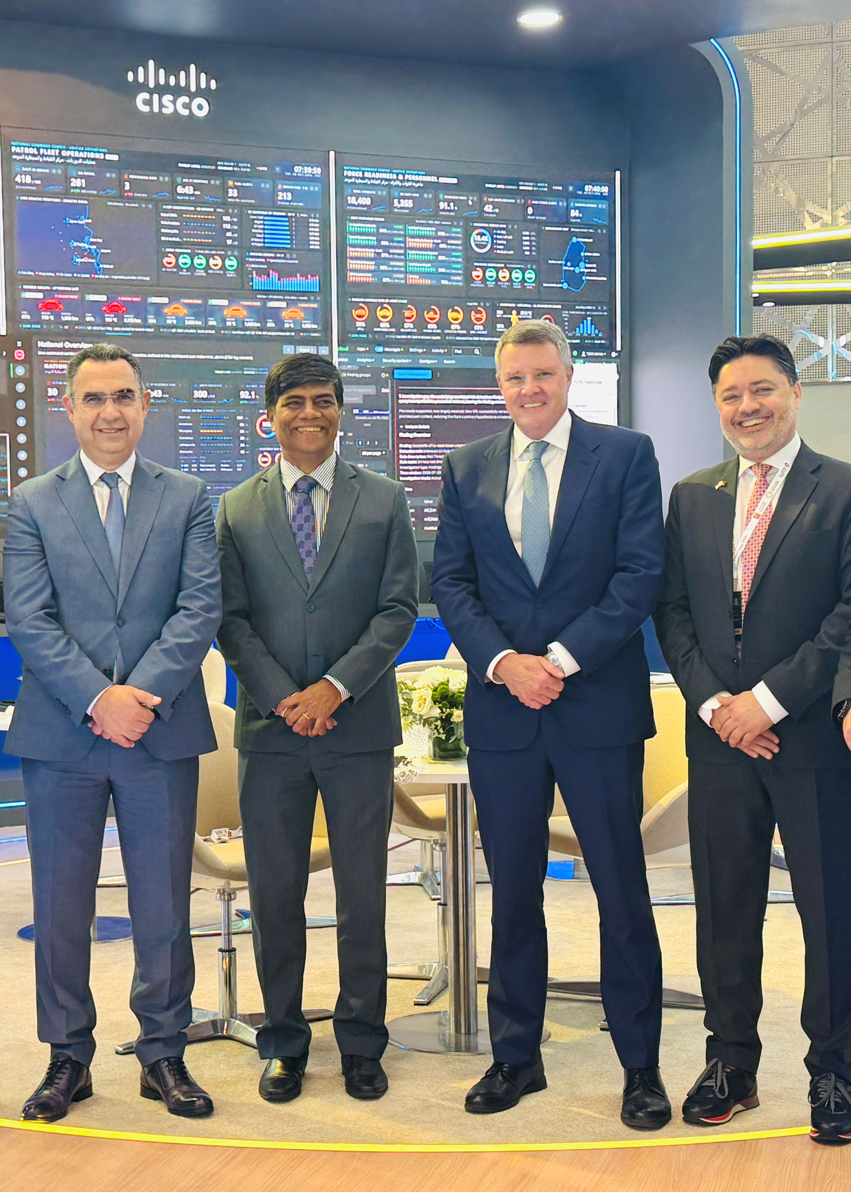 Senior executives from Cisco and Mannai after signing the partnership agreement